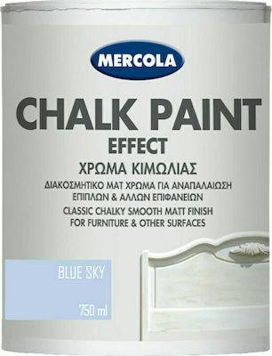 CHALK PAINT BLUE SKY 750ML MERCOLA (ΔΙΑΚΟΣΜΗΤΙΚΟ ΜΑΤ ΧΡΩΜΑ ΚΙΜΩΛΙΑΣ)